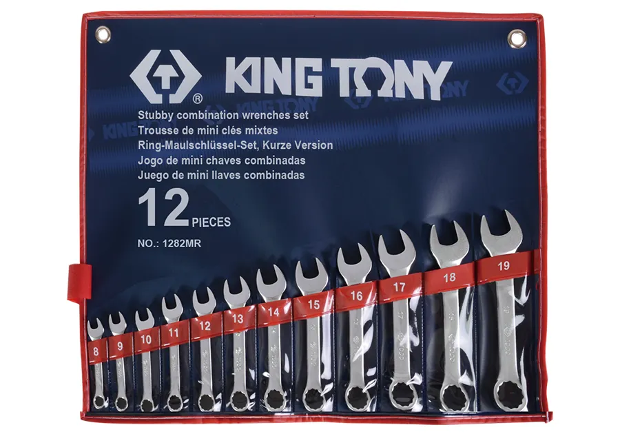 Bộ cờ lê vòng mở ngắn (Stubby Combination Wrench Set) 1282MR KINGTONY 12 chi tiết chính hãng